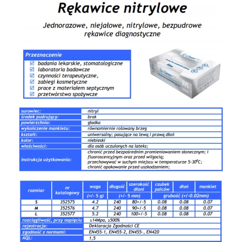 Rękawice nitrylowe specyfikacja